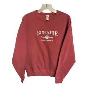 Vintage Bonaire Dutch Caribbean Crewneck Sweatshirt – Maroon – Size Large
